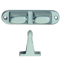 KWS Türfeststeller, mit federn gelagerter Stahlkugel, Messing, 1055, zum Aufschrauben, messing poliert, L 120mm, B 30mm, H 70mm Nr. 105566