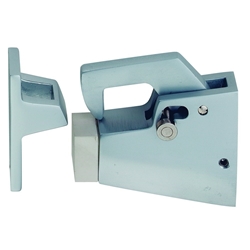 KWS OT-Türfeststeller, mit Fanghaken, Aluminium, 1061, Wandbefestigung, dunkelbraun einbrennlackiert, L 75mm, B 30mm Nr. 106110