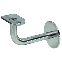 KWS GA-Handlaufstütze, 4571, mit flacher Auflage, Stahl, silberfarbig einbrennlackiert, Wandabstand 75mm, verdeckt verschraubt, mit Stockschraube M8x80 Nr. 457102