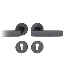 FSB ASL® Drückergarnitur 12 1289, Rosette, rund, PZ, 72/8, Stärke Abdeckung 7mm, TS 39-58mm, schwarz gestrahlt, Lagerung festdrehbar Nr. 0 12 1289 01310 0810