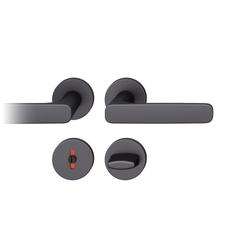 FSB ASL® Drückergarnitur 12 1289, Rosette, rund, WC/SS, Vierkant 8mm, Stärke Abdeckung 7mm, TS 39-58mm, schwarz gestrahlt, Lagerung festdrehbar Nr. 0 12 1289 01954 0810