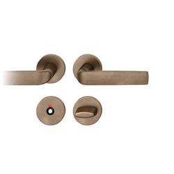 FSB AGL® 3 Drückergarnitur 72 1267, Rosette, rund, WC Schauscheibe/Notentriegelung, Vierkant 8mm, DIN Links, Stärke Abdeckung 7mm, TS 39-48mm, dunkelbronze patiniert gewachst, Lagerung festdrehbar Nr. 0 72 1267 62054 7625