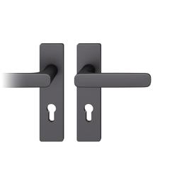 FSB AGL® 3 Drückergarnitur 72 1289, Kurzschild eckig, PZ, 72/8, DIN Links, TS 39-48mm, schwarz gestrahlt, Lagerung festdrehbar Nr. 0 72 1289 60210 0810