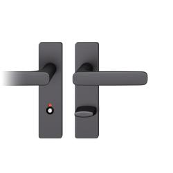FSB AGL® 3 Drückergarnitur 72 1289, Kurzschild eckig, WC Schauscheibe/Notentriegelung 78/8, DIN Rechts, TS 39-48mm, schwarz gestrahlt, Lagerung festdrehbar Nr. 0 72 1289 60554 0810