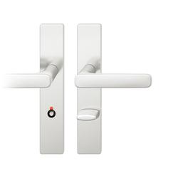 FSB AGL® 3 Drückergarnitur 72 1289, Langschild eckig, WC Schauscheibe/Notentriegelung 78/8, DIN Links, TS 39-48mm, naturfarben eloxiert, Lagerung festdrehbar Nr. 0 72 1289 62654 0105