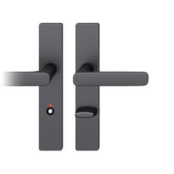 FSB AGL® 3 Drückergarnitur 72 1289, Langschild eckig, WC Schauscheibe/Notentriegelung 78/8, DIN Rechts, TS 39-48mm, schwarz gestrahlt, Lagerung festdrehbar Nr. 0 72 1289 62554 0810