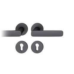 FSB AGL® 3 Drückergarnitur 76 1289, Rosette, rund, PZ, 72/9, DIN Links, Stärke Abdeckung 7mm, TS 39-48mm, schwarz gestrahlt, für Feuerschutz, Lagerung festdrehbar Nr. 0 76 1289 61410 0810