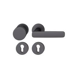 FSB ASL® Wechselgarnitur 12 1289, Rosette, rund, PZ, 72/8, Stärke Abdeckung 7mm, TS 39-58mm, Flachknopf, schwarz gestrahlt, Lagerung festdrehbar Nr. 0 12 1289 01710 0810