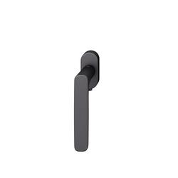 FSB DK-Fenstergriff, mit ovaler Rosette, B 32,4mm, H 84,5mm, S 21mm, mit Bediensperre, ohne Schließzwang, Vierkant 7mm, Stiftlänge 24-34mm, 34 1289, per Knopfdruck, schwarz, mit Stütznocken, Nocken Ø 10mm, verdeckt verschraubt Nr. 0 34 1289 23101 0810