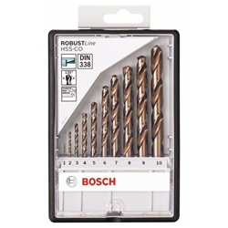 Bosch 10-tlg. Metallbohrer-Set, Robust Line, HSS-Co, 1-10mm Nr. 2607019925