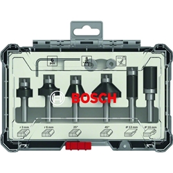 Bosch 6-tlg. Rand- und Kantenfräser-Set, 8-mm-Schaft, für Handfräsen Nr. 2607017469