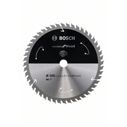 Bosch Akku-Kreissägeblatt Standard for Wood, 165x1,5/1x15,875, 48 Zähne Nr. 2608837683