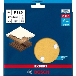 Bosch EXPERT C470 Schleifpapier, 6 Löcher, für Exzenterschleifer, 150mm, K 120, 5-tlg. Nr. 2608900817