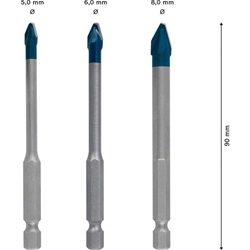 Bosch EXPERT HardCeramic HEX-9 Bohrer-Set, 5/6/8mm, 3-tlg. Nr. 2608900595
