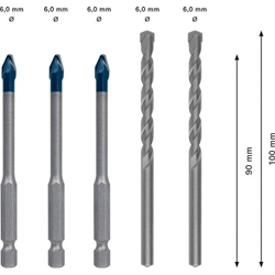 Bosch EXPERT HEX-9 HardCeramic Bohrer Mixed Set, 6mm, 5-tlg. Nr. 2608900596