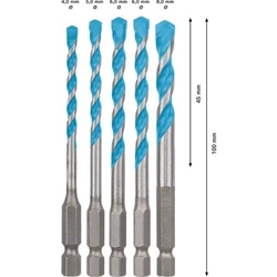 Bosch EXPERT HEX-9 MultiConstruction Bohrer-Set, 4/5/6/6/8mm, 5-tlg. Nr. 2608900585