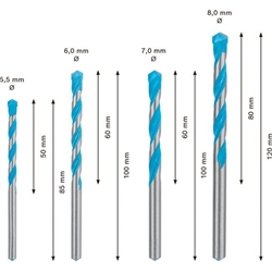 Bosch EXPERT MultiConstruction CYL-9 Bohrer-Set, 5,5/6/7/8mm, 4-tlg. Nr. 2608900646