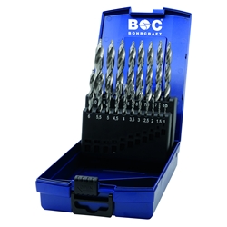 Spiralbohrersatz HSS-G mit TURBO-STEP 1,0 - 10mm x 0,5mm stg., 19-tlg. DIN 338, 118° Anschliff mit Stufengeometrie (ab 2,5mm), in ABS Kunststoffbox, Nr. 12021330019