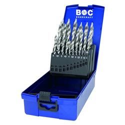 Spiralbohrersatz HSS-G mit TURBO-STEP 1,0 - 13mm x 0,5mm stg., 25-tlg. DIN 338, 118° Anschliff mit Stufengeometrie (ab 2,5mm), in ABS Kunststoffbox Nr. 12021330025