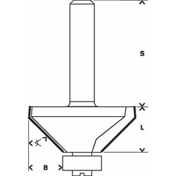 Bosch Fasefräser, 6mm, D1 34,9mm, B 11,1mm, L 14,7mm, G 56mm, 45°, für Handfräsen Nr. 2608628448