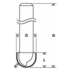 Bosch Hohlkehlfräser, 6mm, R1 8mm, D 15,9mm, L 12,3mm, G 45mm Nr. 2608628452