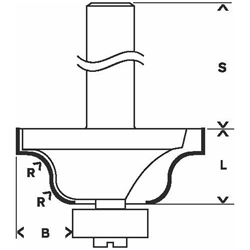 Bosch Kantenformfräser B, 6mm, R1 4mm, D1 28,6mm, B 8mm, L 12,4mm, G 54mm Nr. 2608628454