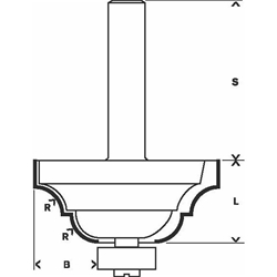 Bosch Kantenformfräser D, 8mm, R1 6,3mm, B 15mm, L 18mm, G 60mm Nr. 2608628397