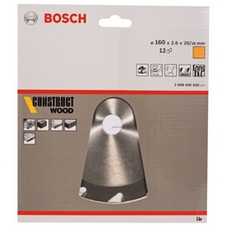 Bosch Kreissägeblatt Construct Wood, 160x20/16x2,6mm, 12 Zähne Nr. 2608640630