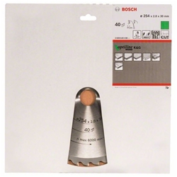 Bosch Kreissägeblatt Optiline Wood für Kapp- und Gehrungssägen, 254x30x2mm, 40 Zähne, WZ/P Nr. 2608640438