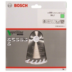 Bosch Kreissägeblatt Optiline Wood für Handkreissägen, 150x20/16x2,4mm, 36 Zähne Nr. 2608640593