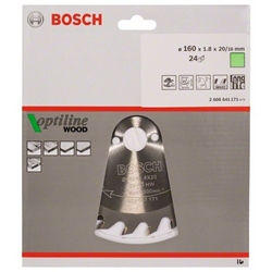 Bosch Kreissägeblatt Optiline Wood für Handkreissägen, 160x20/16x1,8mm, 24 Zähne Nr. 2608641171