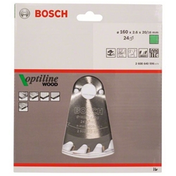 Bosch Kreissägeblatt Optiline Wood für Handkreissägen, 160x20/16x2,6mm, 24 Zähne Nr. 2608640596