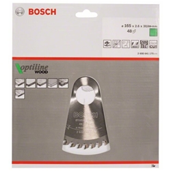 Bosch Kreissägeblatt Optiline Wood für Handkreissägen, 165x30x2,6mm, 48 Zähne Nr. 2608641175