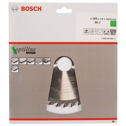 Bosch Kreissägeblatt Optiline Wood für Handkreissägen, 180x30/20x2,6mm, 36 Zähne Nr. 2608640609