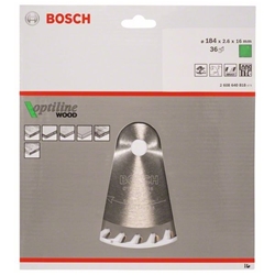 Bosch Kreissägeblatt Optiline Wood für Handkreissägen, 184x16x2,6mm, 36 Zähne Nr. 2608640818