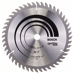 Bosch Kreissägeblatt Optiline Wood für Handkreissägen, 184x16x2,6mm, 48 Zähne Nr. 2608641181