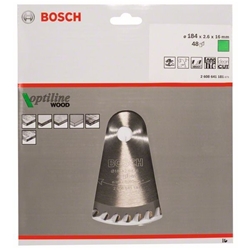 Bosch Kreissägeblatt Optiline Wood für Handkreissägen, 184x16x2,6mm, 48 Zähne Nr. 2608641181