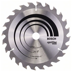 Bosch Kreissägeblatt Optiline Wood für Handkreissägen, 190x20/16x2,6mm, 24 Zähne Nr. 2608640612