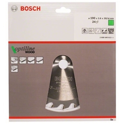Bosch Kreissägeblatt Optiline Wood für Handkreissägen, 190x20/16x2,6mm, 24 Zähne Nr. 2608640612