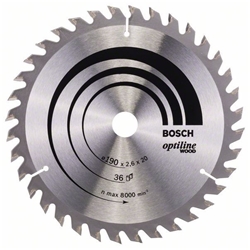Bosch Kreissägeblatt Optiline Wood für Handkreissägen, 190x20/16x2,6mm, 36 Zähne Nr. 2608640613