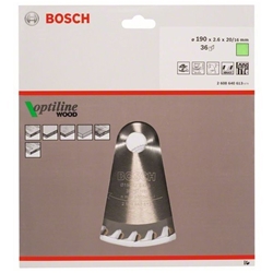 Bosch Kreissägeblatt Optiline Wood für Handkreissägen, 190x20/16x2,6mm, 36 Zähne Nr. 2608640613
