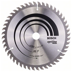 Bosch Kreissägeblatt Optiline Wood für Handkreissägen, 190x20/16x2,6mm, 48 Zähne Nr. 2608640614