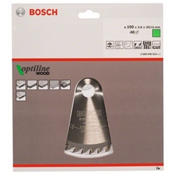 Bosch Kreissägeblatt Optiline Wood für Handkreissägen, 190x20/16x2,6mm, 48 Zähne Nr. 2608640614