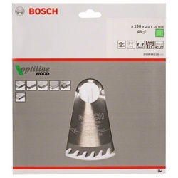 Bosch Kreissägeblatt Optiline Wood für Handkreissägen, 190x30x2,0mm, 48 Zähne Nr. 2608641186
