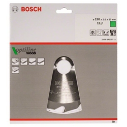 Bosch Kreissägeblatt Optiline Wood für Handkreissägen, 190x30x2,6mm, 12 Zähne Nr. 2608641187