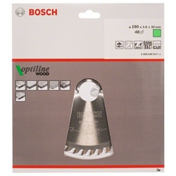 Bosch Kreissägeblatt Optiline Wood für Handkreissägen, 190x30x2,6mm, 48 Zähne Nr. 2608640617