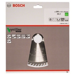 Bosch Kreissägeblatt Optiline Wood für Handkreissägen, 190x30x2,6mm, 60 Zähne Nr. 2608641188