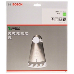 Bosch Kreissägeblatt Optiline Wood für Handkreissägen, 230x30x2,8mm, 36 Zähne Nr. 2608640628
