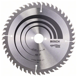 Bosch Kreissägeblatt Optiline Wood für Handkreissägen, 230x30x2,8mm, 48 Zähne Nr. 2608640629