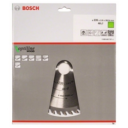 Bosch Kreissägeblatt Optiline Wood für Handkreissägen, 235x30/25x2,8mm, 48 Zähne Nr. 2608640727